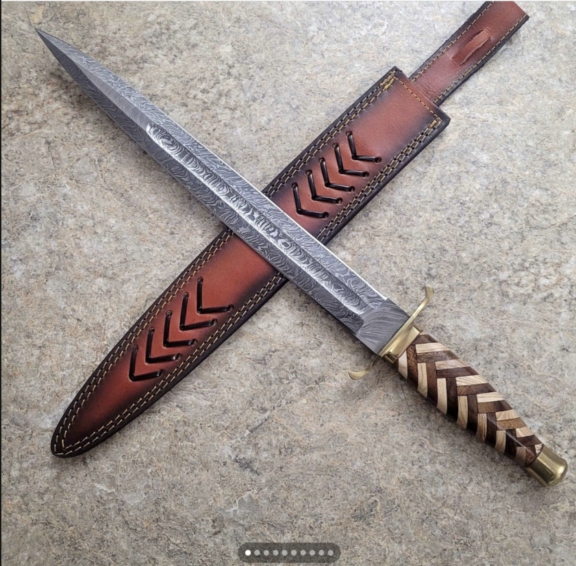 Damascus Dagger with Leather Sheath