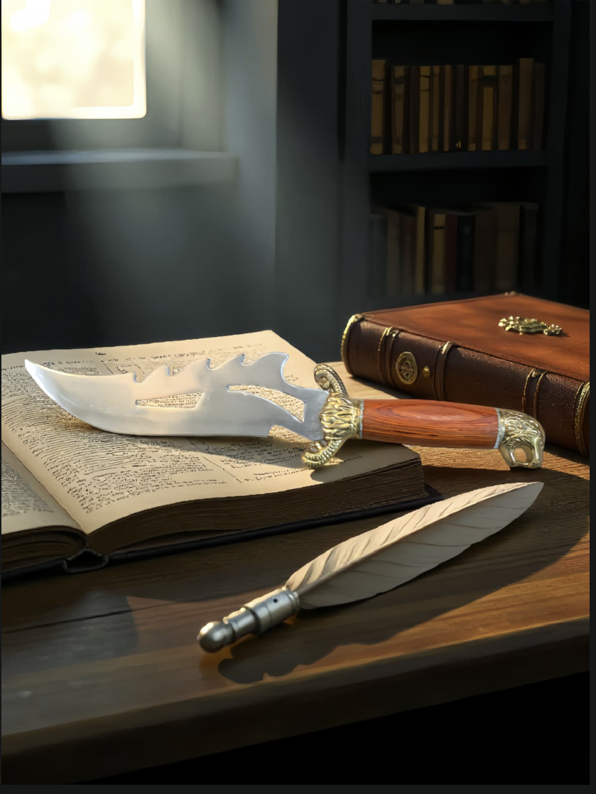 Ornate Knife on Antique Book